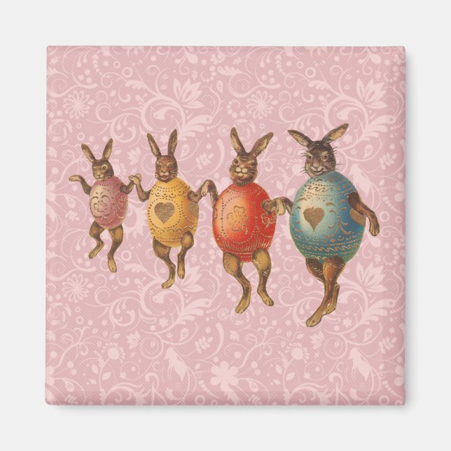 Easter Bunny Dancing Eggs Magnet (Front)