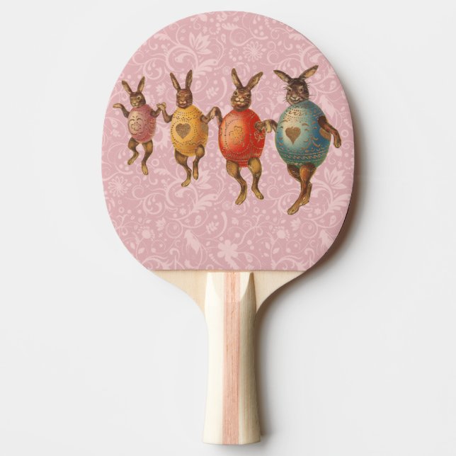 Easter Bunny Dancing Eggs Ping Pong Paddle (Front)