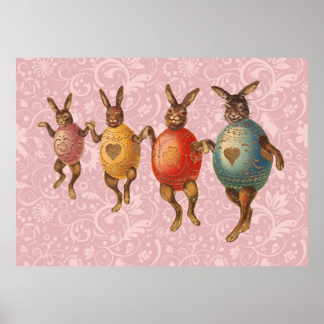 Easter Bunny Dancing Eggs Poster (Front)
