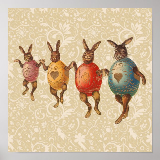 Easter Bunny Dancing Eggs Poster (Front)