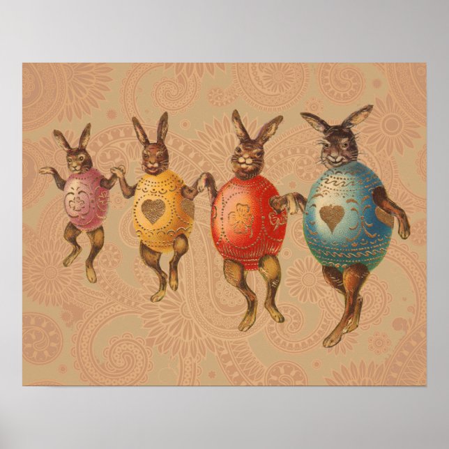 Easter Bunny Dancing Eggs Poster (Front)