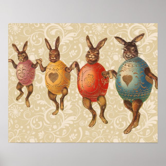Easter Bunny Dancing Eggs Poster (Front)