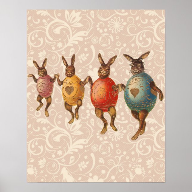 Easter Bunny Dancing Eggs Poster (Front)
