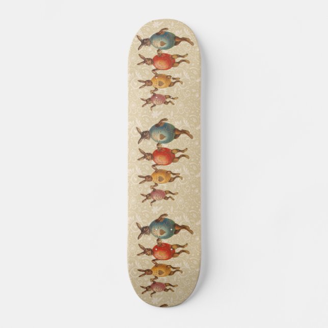 Easter Bunny Dancing Eggs Skateboard (Front)
