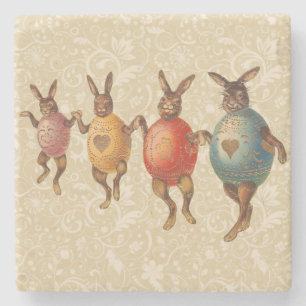 Easter Bunny Dancing Eggs Stone Coaster