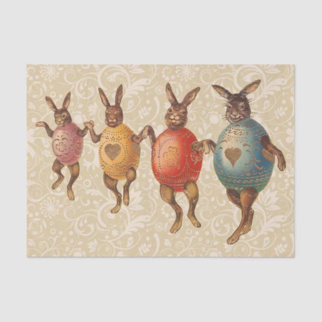 Easter Bunny Dancing Eggs Tissue Paper (Front)