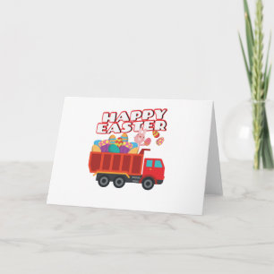 Easter Bunny Delivering Truck Easter Eggs For Boys Holiday Card