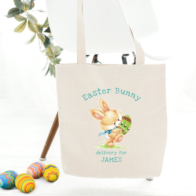 Easter Bunny Delivery Personalised Name / Holidays Tote Bag (Creator Uploaded)