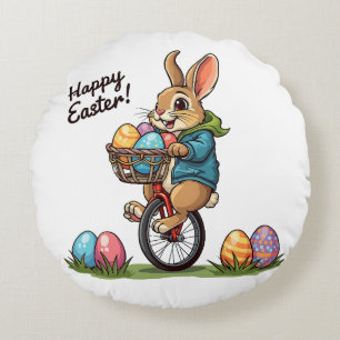 Easter Bunny Delivery Round Cushion