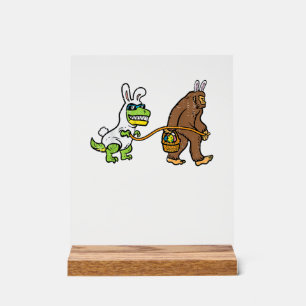 Easter Bunny Dino Bigfoot Sasquatch Trex Men Boys  Acrylic Sign