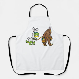 Easter Bunny Dino Bigfoot Sasquatch Trex Men Boys  Apron