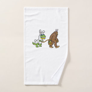 Easter Bunny Dino Bigfoot Sasquatch Trex Men Boys  Hand Towel