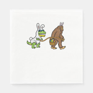 Easter Bunny Dino Bigfoot Sasquatch Trex Men Boys  Napkin