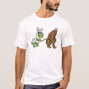 Easter Bunny Dino Bigfoot Sasquatch Trex Men Boys  T-Shirt