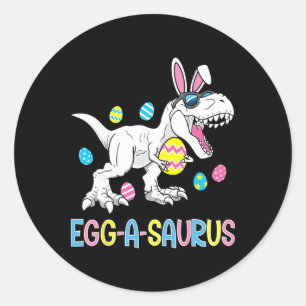 Easter Bunny Dinosaur Egg A Saurus Trex Kids Boys  Classic Round Sticker
