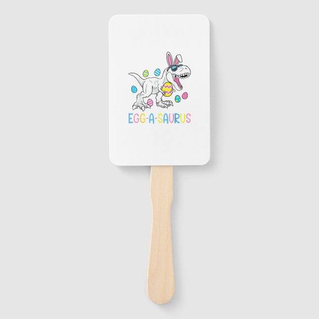 Easter Bunny Dinosaur Egg A Saurus TRex Kids Boys  Hand Fan (Front)