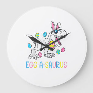 Easter Bunny Dinosaur Egg A Saurus TRex Kids Boys  Large Clock