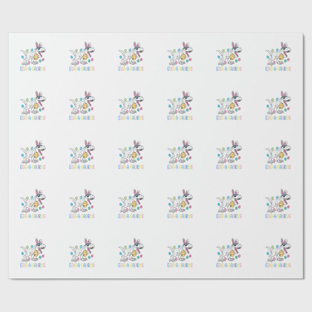 Easter Bunny Dinosaur Egg A Saurus TRex Kids Boys  Wrapping Paper (Flat)