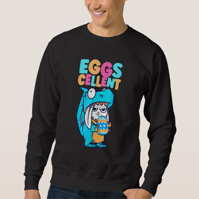 Easter Bunny Dinosaur T Rex Egg Graphic Design Sweatshirt (Front)