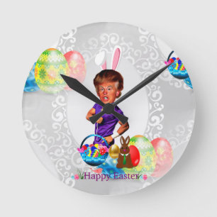 easter bunny donald trump round clock