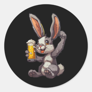 Easter Bunny Drinking A Cold Beer For Men's Day Classic Round Sticker