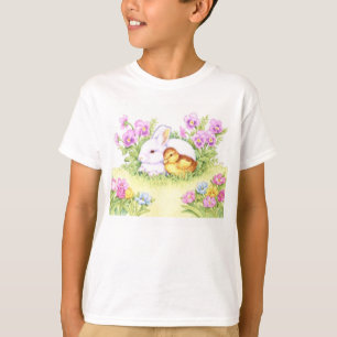 Easter Bunny, Duckling and Flowers T-Shirt