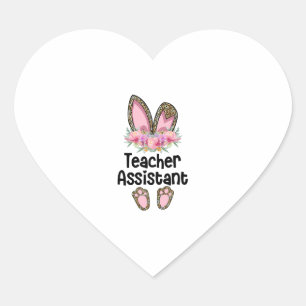 Easter Bunny Ear Teacher Leopard Teacher Assistant Heart Sticker