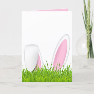 Easter bunny ears in grass card
