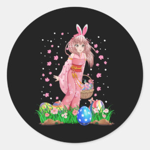 Easter Bunny Ears Kawaii Japanese Anime Manga Teen Classic Round Sticker