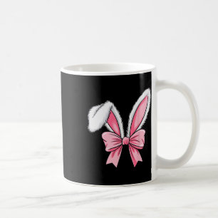 Easter Bunny Ears Pink Coquette Bow Easter Day Gir Coffee Mug