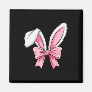 Easter Bunny Ears Pink Coquette Bow Easter Day Gir Magnet
