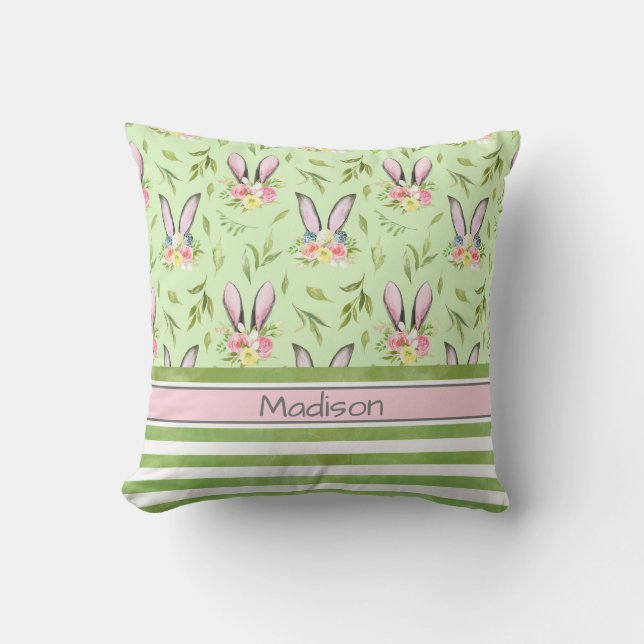 Easter Bunny Ears & Stripes  Cushion (Front)