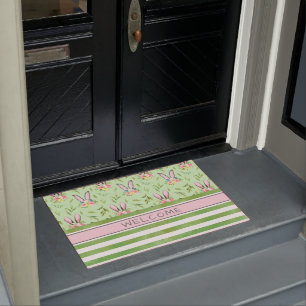 Easter Bunny Ears & Stripes Doormat