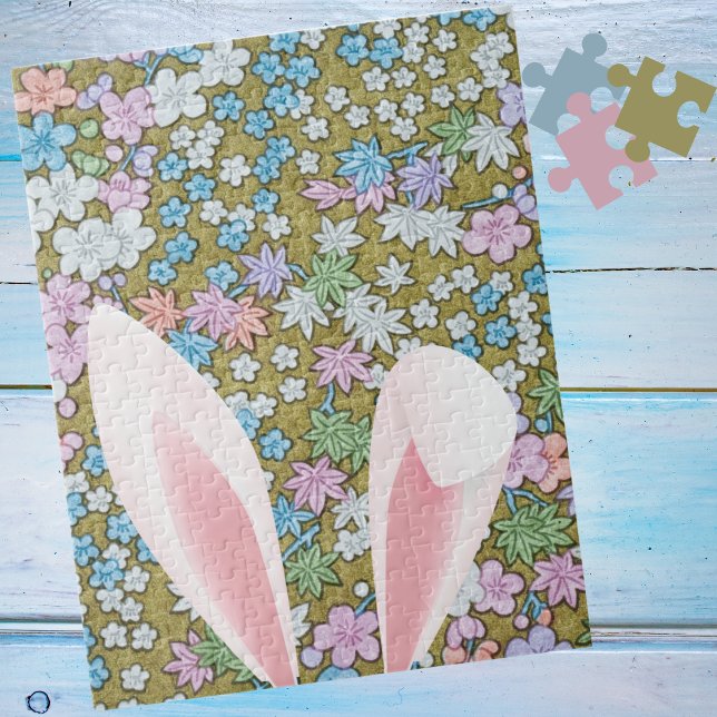 Easter Bunny Ears with Colourful Floral Background Jigsaw Puzzle (Creator Uploaded)