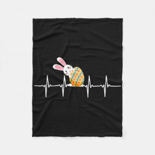 Easter Bunny Easter Egg Heartbeat Heart Rabbit Cut Fleece Blanket