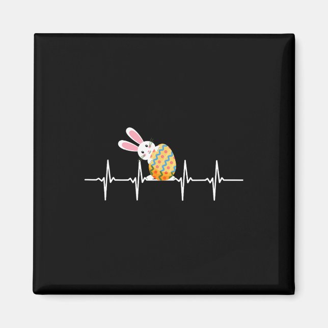Easter Bunny Easter Egg Heartbeat Heart Rabbit Cut Magnet (Front)