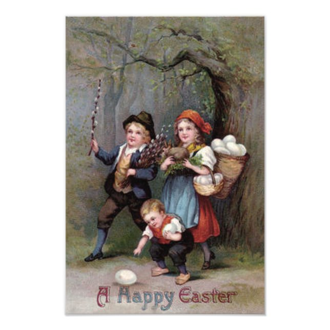 Easter Bunny Easter Egg Hunt Forest Photo Print (Front)