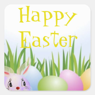 Easter Bunny Easter Egg Hunt Square Sticker