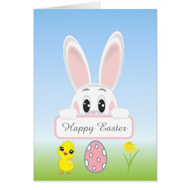 Easter Bunny & Easter Egg on Light Blue (Front)