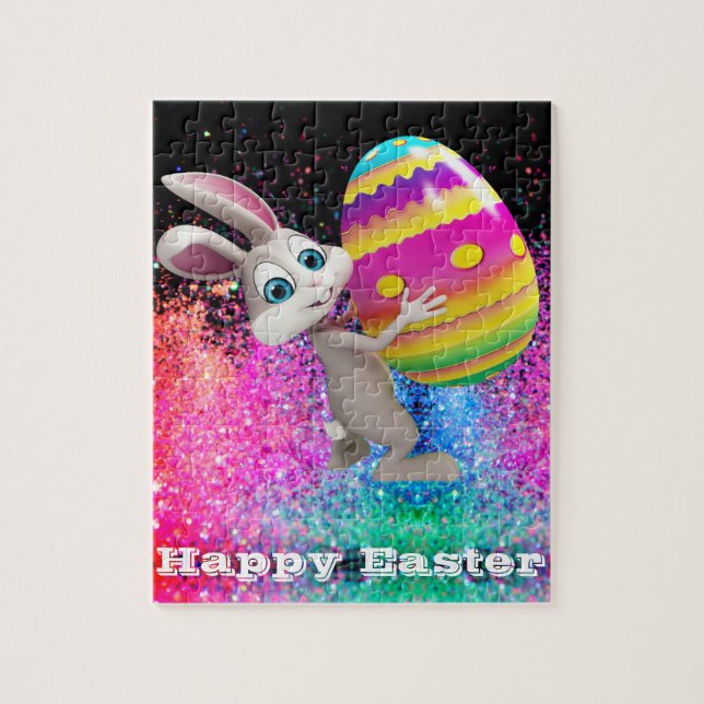 Easter Bunny Easter Egg Sparkle Happy Easter Jigsaw Puzzle (Vertical)