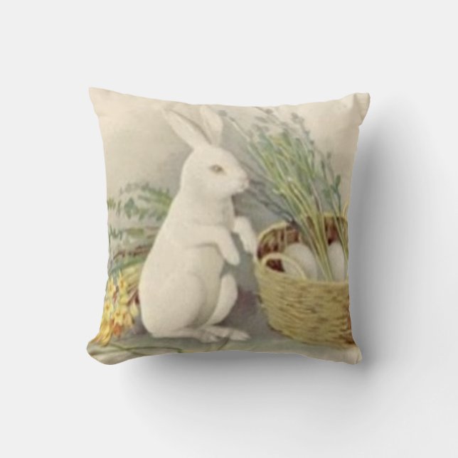 Easter Bunny Egg Basket Daffodil Jonquil Cushion (Front)