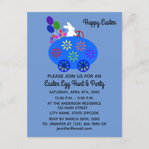 Easter Bunny Egg Car #2 Invitation Postcard