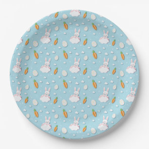 Easter Bunny, Egg & Carrot Pattern Cut-out Paper Plate