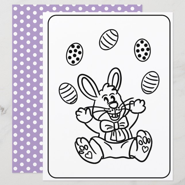 Easter Bunny & Egg Colouring Page Paper For Kids  (Front/Back)