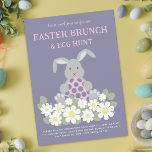 Easter Bunny Egg Hunt and Brunch Floral Invitation