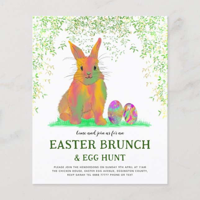 Easter Bunny Egg Hunt and Brunch Green Flyer (Front)