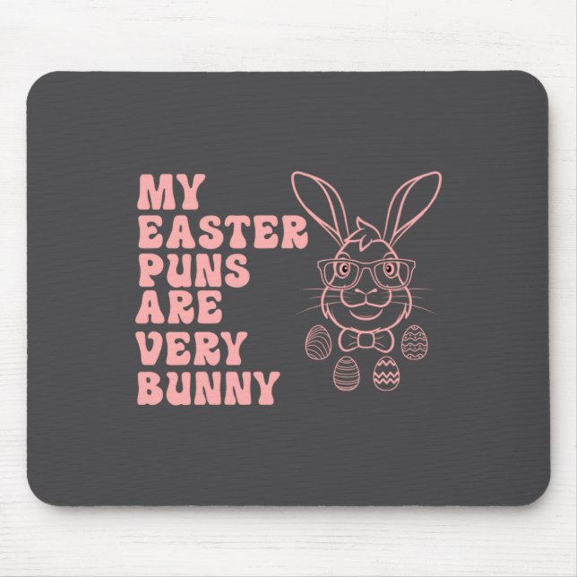 Easter Bunny Egg Hunt Basket Illustration Mouse Pad (Front)
