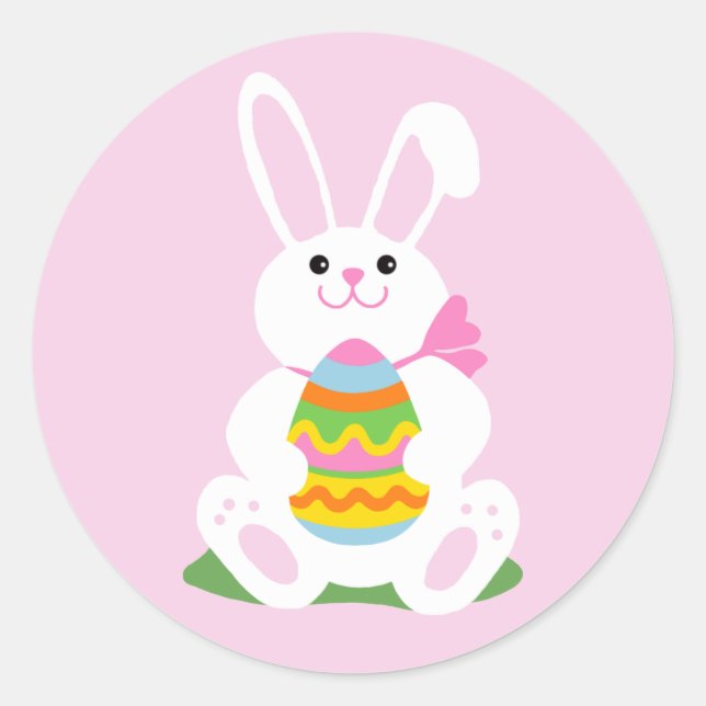 Easter Bunny | Egg Hunt Classic Round Sticker (Front)