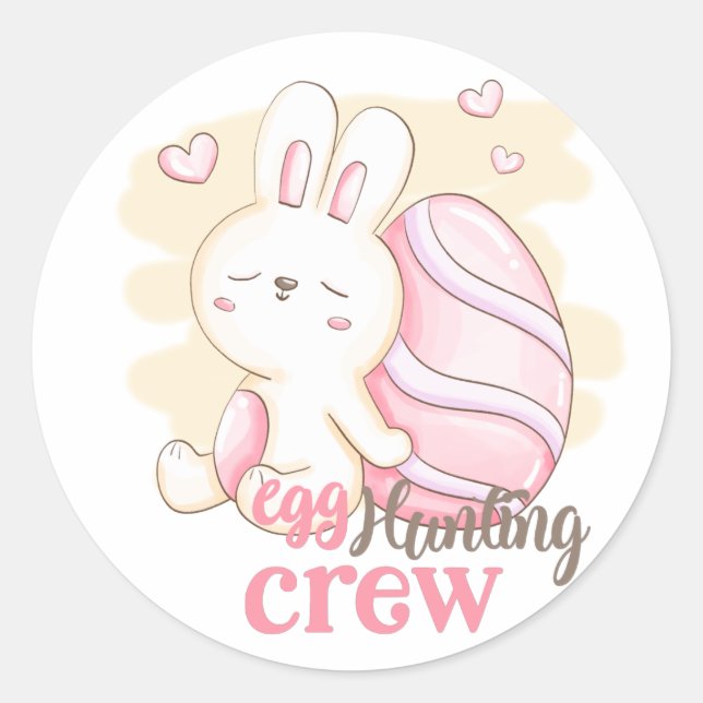 Easter Bunny Egg Hunt Crew Classic Round Sticker (Front)