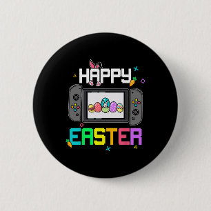 Easter Bunny Egg Hunt Gamer Kids Boys Mens Video G 6 Cm Round Badge